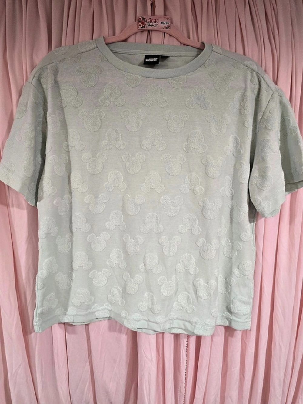 Disney Mickey Mouse Mint T-Shirt with Tonal Embossed Design Mint Textured Short